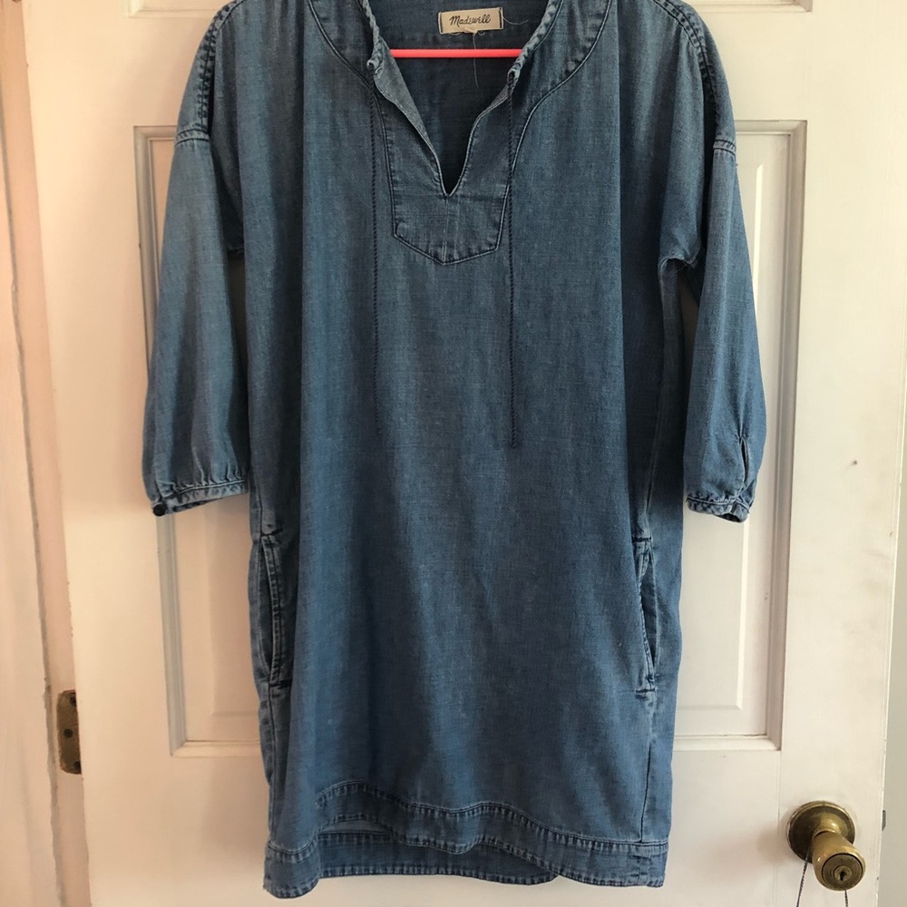 Madewell Denim Peasant Sleeve Dress